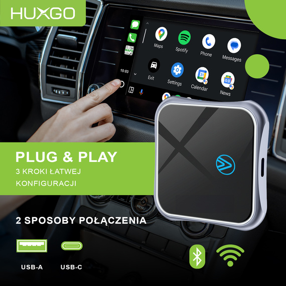 HUXGO® Adaptador inalámbrico Android Auto compatible con smartphones Android BY963A/A