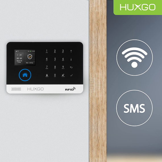 HUXGO® HXA003 - Wireless security system WiFi + GSM with 5x Motion Detector & 5x Door / window sensor with Wireless Siren | Home Alarm System SET with App TUYA
