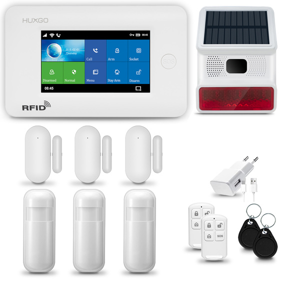 HUXGO® HXA006 - Wireless security system WiFi + GSM 4G with 3x Motion Detector & 3x Door / window sensor with Wireless Siren | Home Alarm System SET with App TUYA