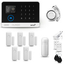 HUXGO® HXA003 - Sistema de seguridad inalámbrico WiFi + GSM 4G LTE con 1x detector de movimiento y 5x sensor para puerta / ventana | KIT de sistema de alarma para el hogar con App TUYA