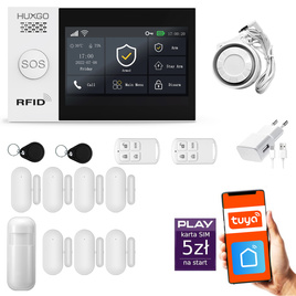 HUXGO® HXA007 - Wireless security system WiFi + GSM with 1x Motion Detector & 7x Door / window sensor | Home Alarm System SET with App TUYA