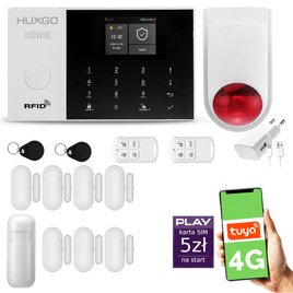 HUXGO® HXA005 - Wireless security system WiFi + GSM 4G LTE with 1x Motion Detector & 7x Door / window sensor with Wireless Siren | Home Alarm System SET with App TUYA