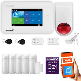 HUXGO® HXA006 - Wireless security system WiFi + GSM with 5x Motion Detector & 1x Door / window sensor with Wireless Siren | Home Alarm System SET with App TUYA