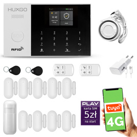 HUXGO® HXA005 - Wireless security system WiFi + GSM 4G LTE with 1x Motion Detector & 9x Door / window sensor | Home Alarm System SET with App TUYA
