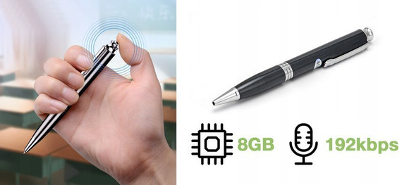 MBG line® Spy Pen Q60 - Voice recorder 8GB - Eavesdropping device192kbps with sound detection