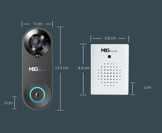 MBG line® SF W3 Nero - Videocitofono con sensore PIR - Compatibile con l'app TUYA