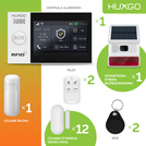 HUXGO® HXA007 - Wireless security system WiFi + GSM with 1x Motion Detector & 12x Door / window sensor with Wireless Siren | Home Alarm System SET with App TUYA