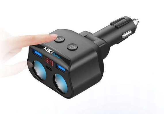 MBG line® HC69PD - Zigarettenanzünder-Verteiler mit Voltmeter und Ladegerät 2 x USB QC3.0