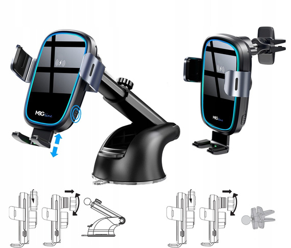 MBG line® X14 MAX - Handyhalterung fürs Auto mit kabellosem Ladegerät für Telefone von 4,7 bis 6,9 Zoll