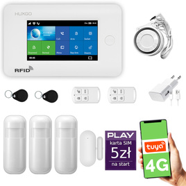 HUXGO® HXA006 - Wireless security system WiFi + GSM 4G with 3x Motion Detector & 1x Door / window sensor | Home Alarm System SET with App TUYA