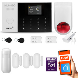 HUXGO® HXA005 - Wireless security system WiFi + GSM with 1x Motion Detector & 3x Door / window sensor with Wireless Siren | Home Alarm System SET with App TUYA
