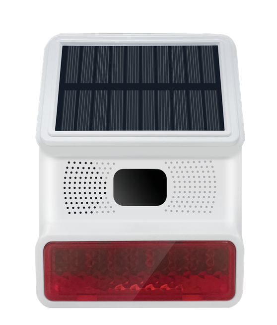 HUXGO® HXA523 Wireless Alarm Siren with Solar Panel - Anti-Tamper - Optical and Acoustic Signals 100dB