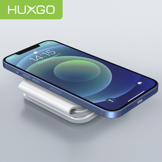 HUXGO® Mag-Safe Ladestation für Handy, iPhone und Smartwatch, kabelloses Ladegerät, 3-in-1 faltbare magnetische, tragbare Ladestation mit Überladeschutz - BY-MF82_W Weiß
