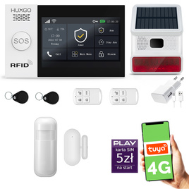 HUXGO® HXA007 - Wireless security system WiFi + GSM 4G LTE with 1x Motion Detector & 1x Door / window sensor with Wireless Siren | Home Alarm System SET with App TUYA