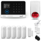 HUXGO® HXA003 - Funk Alarmanlage System WiFi + GSM mit 5x Bewegungsmelder PIR & 1x Fenster und Türsensor sensor mit Drahtlose Alarmsirene | Kabellose Alarmanlage SET mit TUYA App