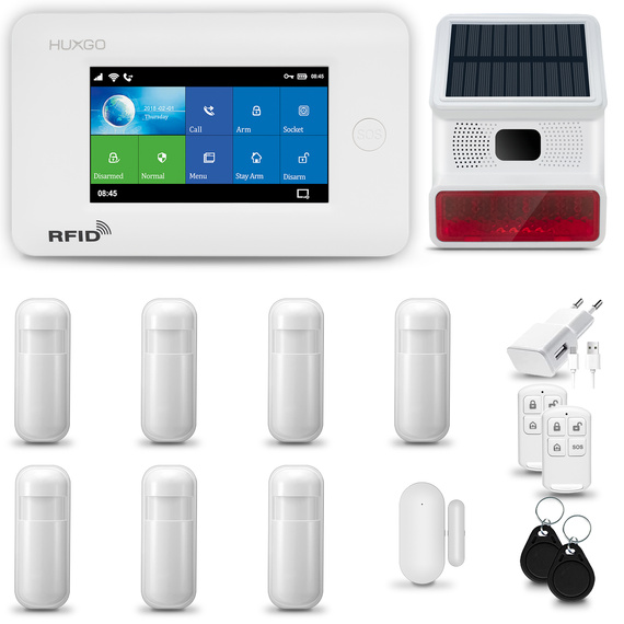 HUXGO® HXA006 - Wireless security system WiFi + GSM 4G with 7x Motion Detector & 1x Door / window sensor with Wireless Siren | Home Alarm System SET with App TUYA