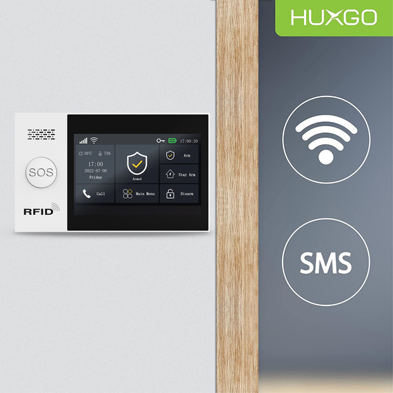 HUXGO® HXA007 - Wireless security system WiFi + GSM with 1x Motion Detector & 12x Door / window sensor with Wireless Siren | Home Alarm System SET with App TUYA