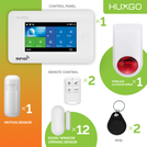 HUXGO® HXA006 - Wireless security system WiFi + GSM 4G with 1x Motion Detector & 12x Door / window sensor with Wireless Siren | Home Alarm System SET with App TUYA