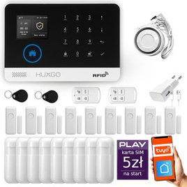 HUXGO® HXA003 - Wireless security system WiFi + GSM with 9x Motion Detector & 9x Door / window sensor | Home Alarm System SET with App TUYA