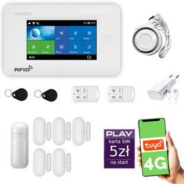 HUXGO® HXA006 - Wireless security system WiFi + GSM 4G with 1x Motion Detector & 5x Door / window sensor | Home Alarm System SET with App TUYA
