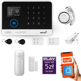 HUXGO® HXA003 - Wireless security system WiFi + GSM with 1x Motion Detector & 1x Door / window sensor | Home Alarm System SET with App TUYA