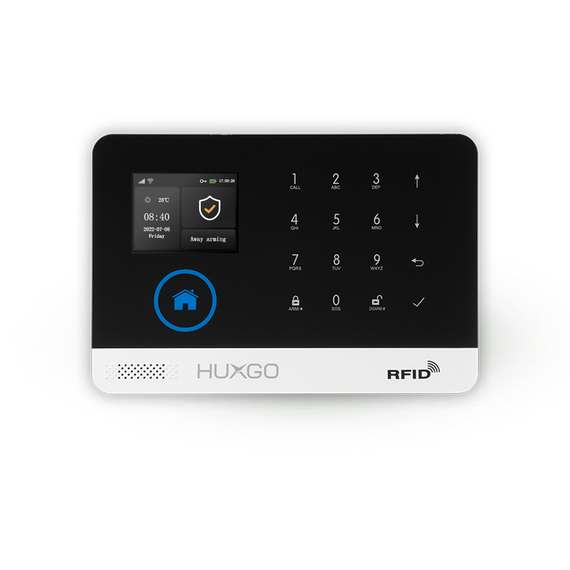 HUXGO® HXA003 - Système de sécurité sans fil Wi-Fi + GSM 4G LTE avec 1x Détecteur de Mouvement & 5x Détecteur pour porte et fenêtre |  Système d'alarme domestique avec l'application TUYA