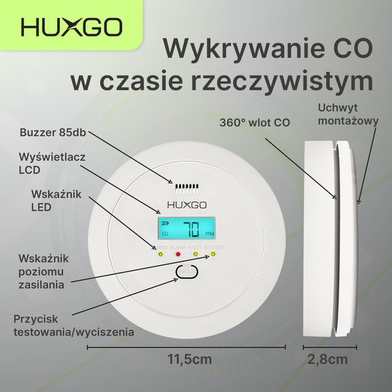 HUXGO® HXAC01 - Carbon Monoxide Sensor - CO Detector