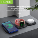 HUXGO® Mag-Safe Charging Station for Mobile Phone, iPhone and SmartWatch, Wireless Charger, 3-in-1 Foldable Magnetic, Portable Charging Station with Overcharge Protection - BY-MF82_B Black