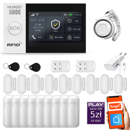 HUXGO® HXA007 - Wireless security system WiFi + GSM with 9x Motion Detector & 9x Door / window sensor | Home Alarm System SET with App TUYA