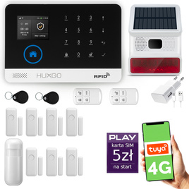 HUXGO® HXA003 - Wireless security system WiFi + GSM  4G LTE with 1x Motion Detector & 7x Door / window sensor with Wireless Siren | Home Alarm System SET with App TUYA