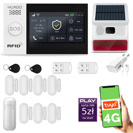 HUXGO® HXA007 - Wireless security system WiFi + GSM 4G LTE with 1x Motion Detector & 7x Door / window sensor with Wireless Siren | Home Alarm System SET with App TUYA