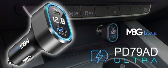 MBG line® PD79AD - Chargeur de voiture avec voltmètre - Adaptateur USB pour allume-cigare