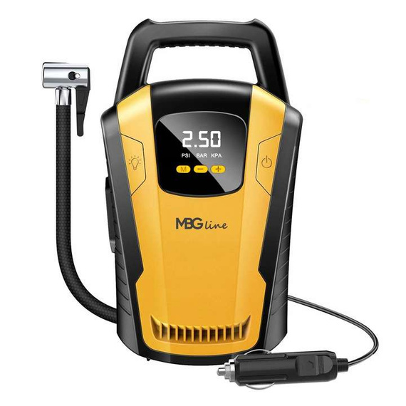 MBG line® Air Pump Car 3650 - Car Compressor 12 V with Digital Display, LED Light