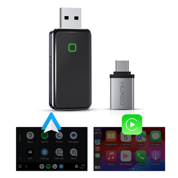 HUXGO® Adattatore wireless 2-in-1 CarPlay e Android Auto compatibile con dispositivi Apple e Android