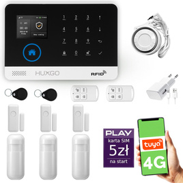 HUXGO® HXA003 - Wireless security system WiFi + GSM 4G LTE with 3x Motion Detector & 3x Door / window sensor | Home Alarm System SET with App TUYA