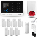 HUXGO® HXA003 - Funk Alarmanlage System WiFi + GSM mit 1x Bewegungsmelder PIR & 7x Fenster und Türsensor sensor mit Drahtlose Alarmsirene | Kabellose Alarmanlage SET mit TUYA App