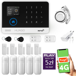 HUXGO® HXA003 - Wireless security system WiFi + GSM 4G LTE with 5x Motion Detector & 5x Door / window sensor | Home Alarm System SET with App TUYA