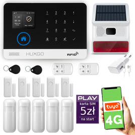 HUXGO® HXA003 - Wireless security system WiFi + GSM  4G LTE with 5x Motion Detector & 5x Door / window sensor with Wireless Siren | Home Alarm System SET with App TUYA