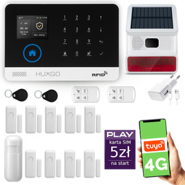 HUXGO® HXA003 - Wireless security system WiFi + GSM  4G LTE with 1x Motion Detector & 9x Door / window sensor with Wireless Siren | Home Alarm System SET with App TUYA