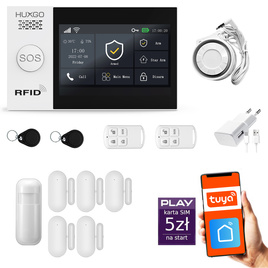 HUXGO® HXA007 - Wireless security system WiFi + GSM with 1x Motion Detector & 5x Door / window sensor | Home Alarm System SET with App TUYA