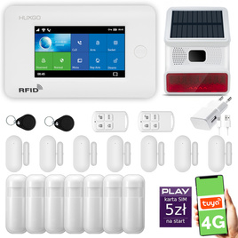 HUXGO® HXA006 - Wireless security system WiFi + GSM 4G with 7x Motion Detector & 7x Door / window sensor with Wireless Siren | Home Alarm System SET with App TUYA