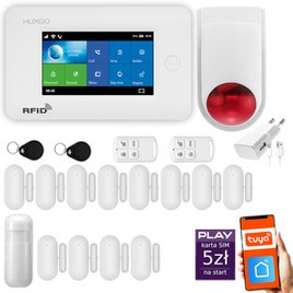 HUXGO® HXA006 - Wireless security system WiFi + GSM with 1x Motion Detector & 12x Door / window sensor with Wireless Siren | Home Alarm System SET with App TUYA