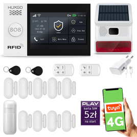HUXGO® HXA007 - Wireless security system WiFi + GSM 4G LTE with 1x Motion Detector & 9x Door / window sensor with Wireless Siren | Home Alarm System SET with App TUYA