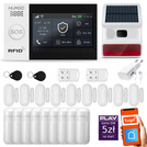 HUXGO® HXA007 - Système de sécurité sans fil Wi-Fi + GSM avec 9x Détecteur de Mouvement & 9x Détecteur pour porte et fenêtre avec Sirène sans fil | Système d'alarme domestique avec l'application TUYA