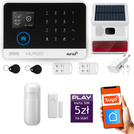 HUXGO® HXA003 - Système de sécurité sans fil Wi-Fi + GSM avec 1x Détecteur de Mouvement & 1x Détecteur pour porte et fenêtre avec Sirène sans fil | Système d'alarme domestique avec l'application TUYA