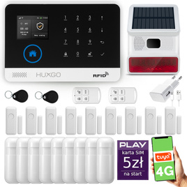 HUXGO® HXA003 - Wireless security system WiFi + GSM  4G LTE with 9x Motion Detector & 9x Door / window sensor with Wireless Siren | Home Alarm System SET with App TUYA