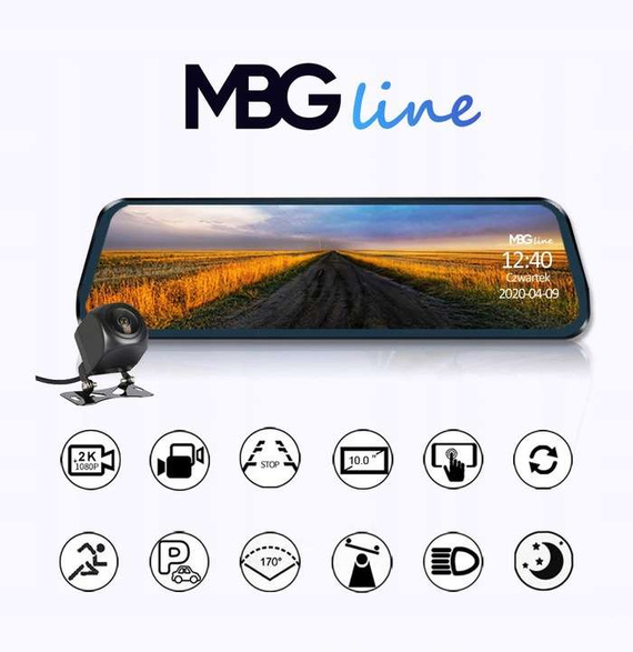 MBG line® HS900 Pro - Grabadora de espejo retrovisor para coche - Cámara de aparcamiento Pro en carretera 2K + FHD