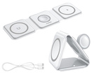 HUXGO® Mag-Safe Ladestation für Handy, iPhone und Smartwatch, kabelloses Ladegerät, 3-in-1 faltbare magnetische, tragbare Ladestation mit Überladeschutz - BY-MF82_W Weiß