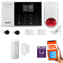 HUXGO® HXA005 - Wireless security system WiFi + GSM with 1x Motion Detector & 1x Door / window sensor with Wireless Siren | Home Alarm System SET with App TUYA