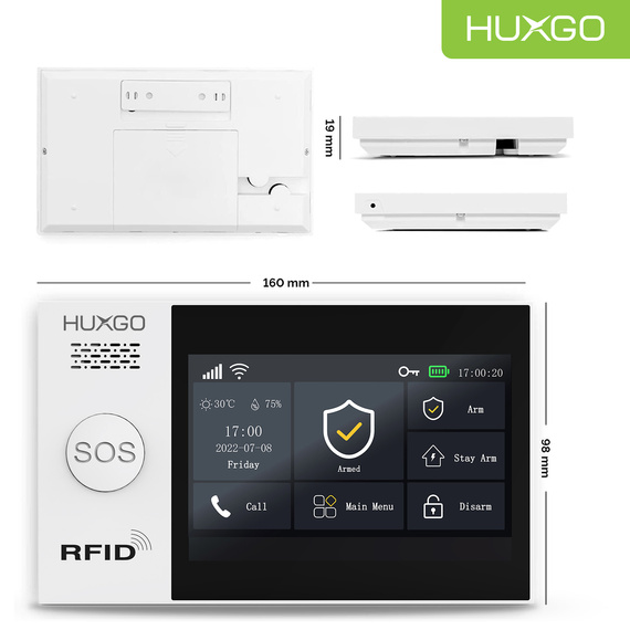 HUXGO® HXA007 - Wireless security system WiFi + GSM 4G LTE with 5x Motion Detector & 1x Door / window sensor | Home Alarm System SET with App TUYA